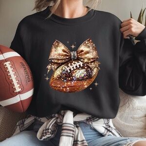 🏈  Football Bow Sweatshirt. Touchdown game ready to Sparkle black New S M L XL